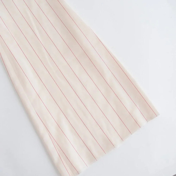 Orseund Iris Cream w Red Pinstripe Wide Leg Mid-Rise Crop Dress Pants Trousers 6 - Picture 6 of 14